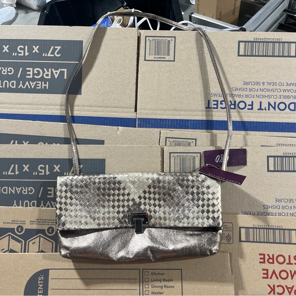 Elliott Lucca Metallic Silver and  gold Clutch